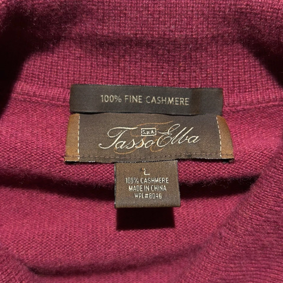 Camisa de manga larga Tasso Elba 100 % cachemir con cuello 1/4 botón para hombre talla L” Foto 2 de 4