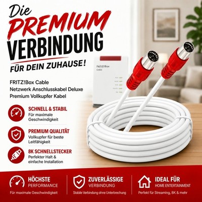 Fritz!Box Cable Router Netzwerk Deluxe Premium Vollkupfer Kabel 8K Quick Rot