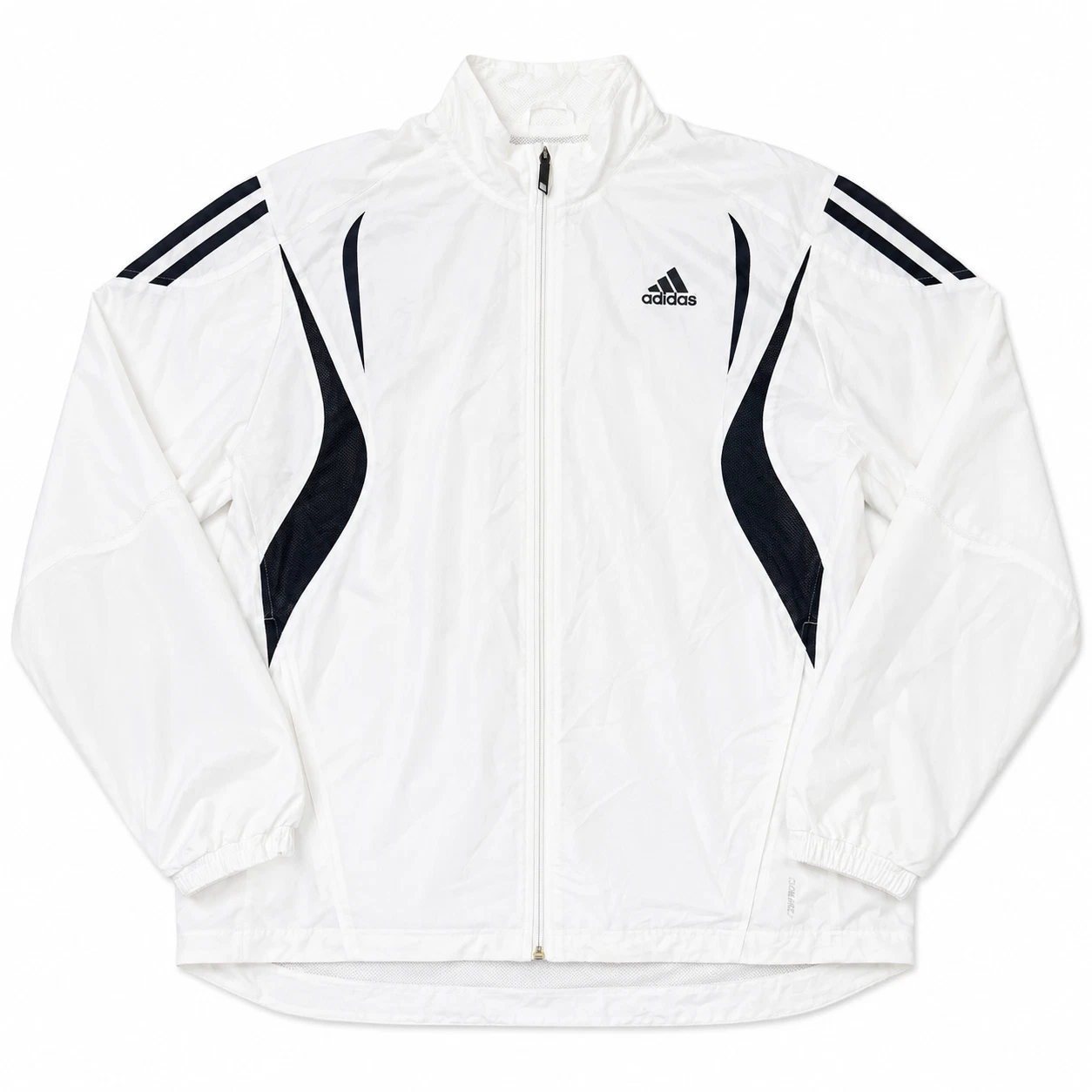 Adidas Climacool Windbreaker Jacket White Navy Full Zip Track Top L