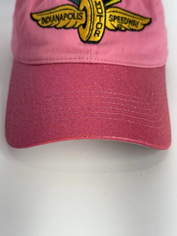 Кепка молодежная регулируемая Indianapolis Motor Speedway с вышитым логотипом розовая блестящая - Изображение 4 из 4