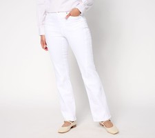 Belle by Kim Gravel Petite Primabelle Twill Diagonal Seam Wide Leg Jeans White 1
