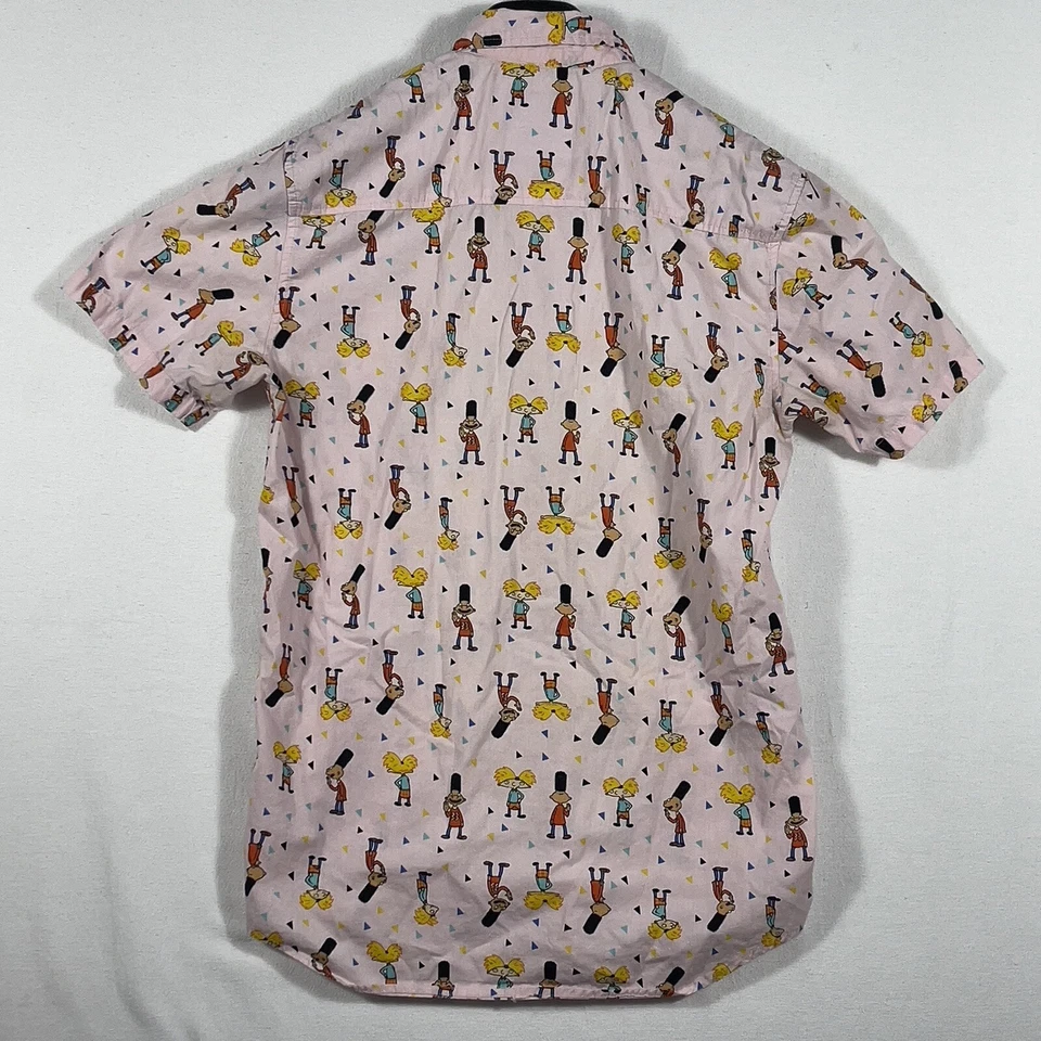 Camisa Abotonada Nickelodeon Hey Arnold Para Hombres Pequeña Rosa Arnold Gerald Estampado Completo Foto 2 de 4