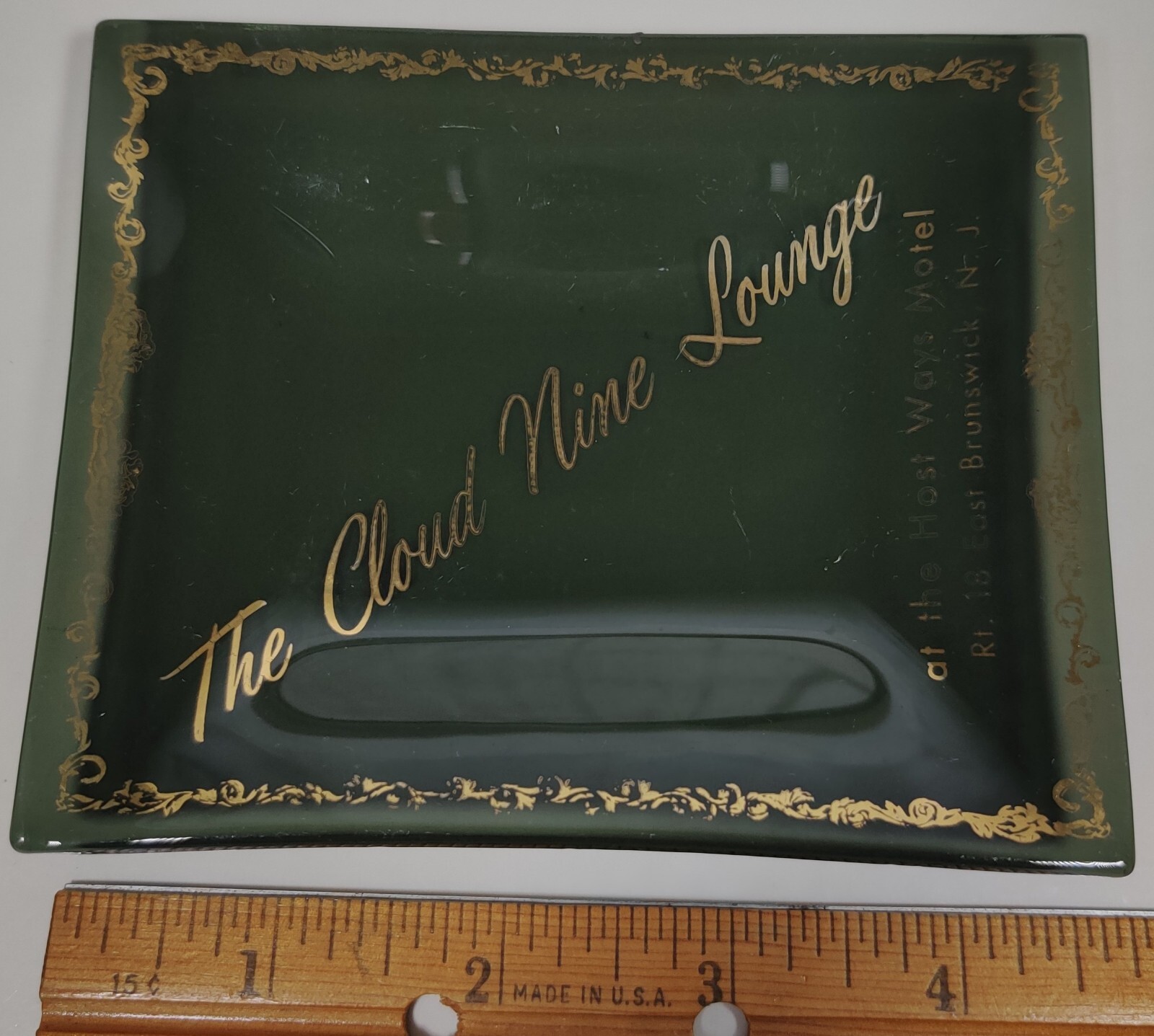 Bandeja punta de vidrio Cloud Nine Lounge Host Ways Motel East Brunswick Nueva Jersey años 60