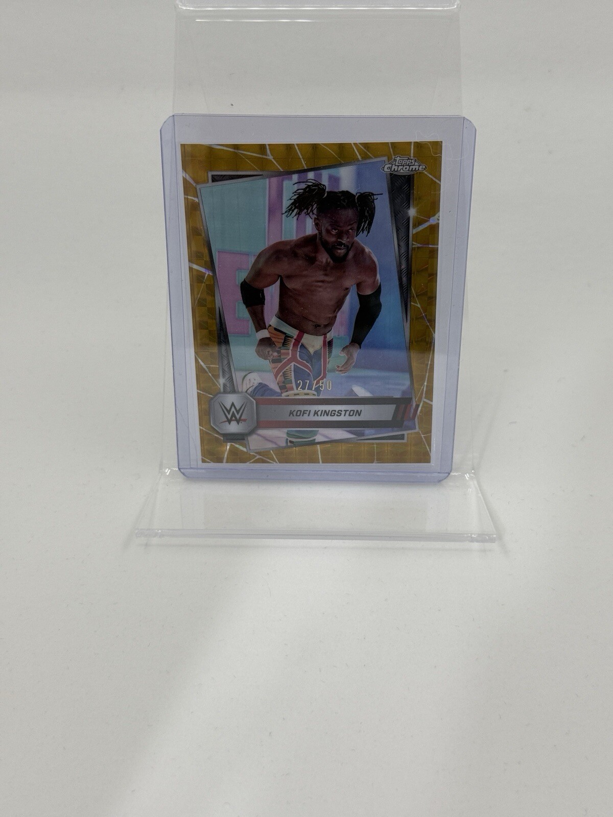 2025 Topps Chrome WWE Kofi Kingston Gold Geometric /50 FJ6LE
