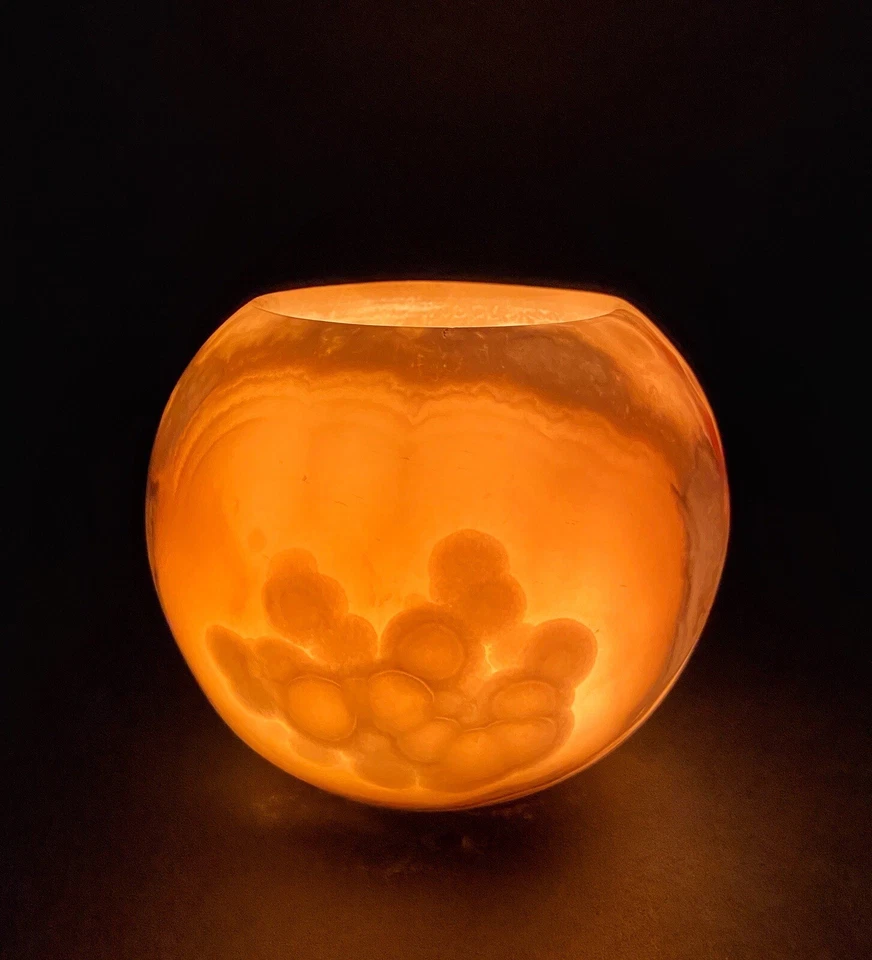 Candelabro redondo de alabastro egipcio - Elegancia a la luz de la luna para un hermoso regalo Foto 4 de 4