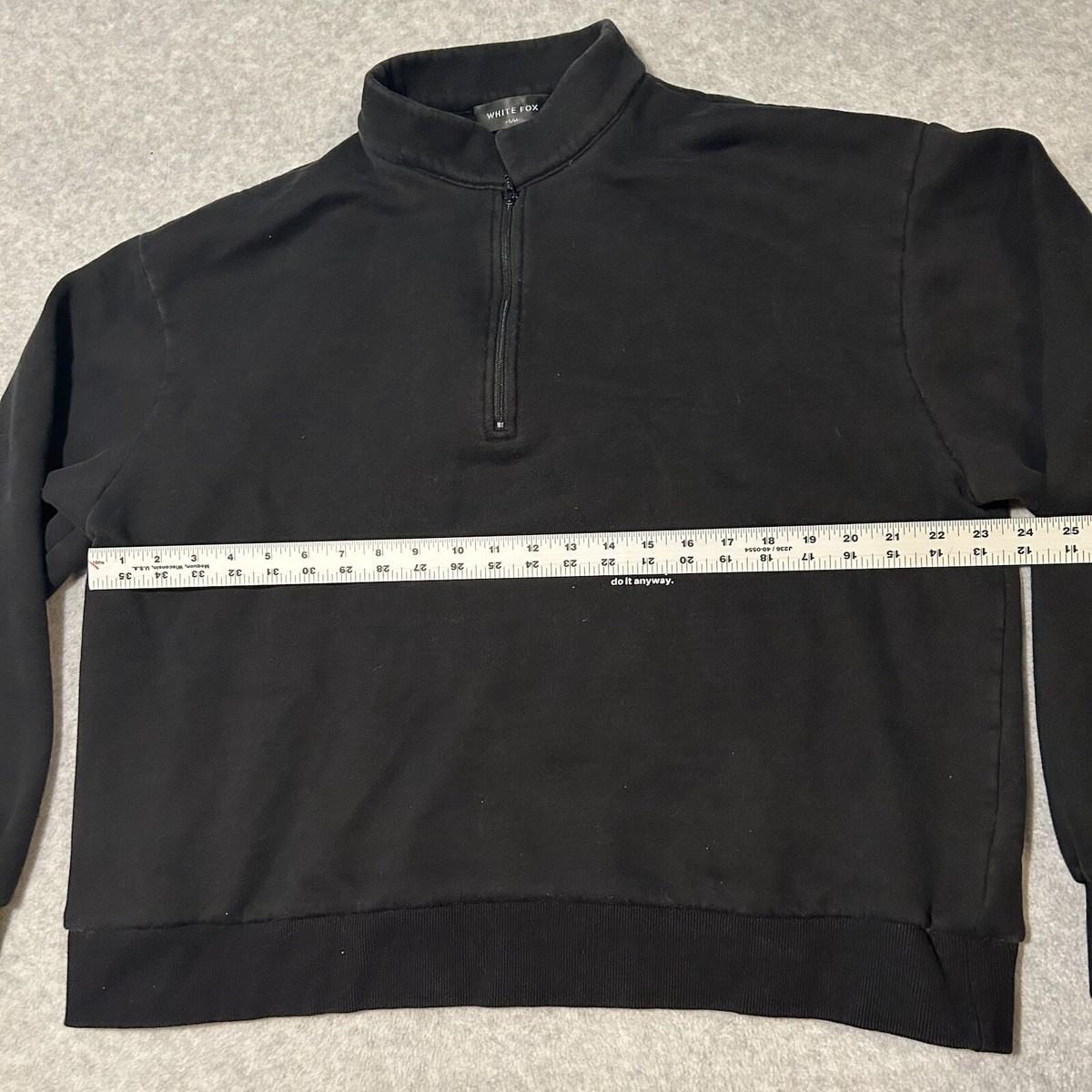 White Fox Oversized Pullover 1/4 Zip Jacket Black Logo Size