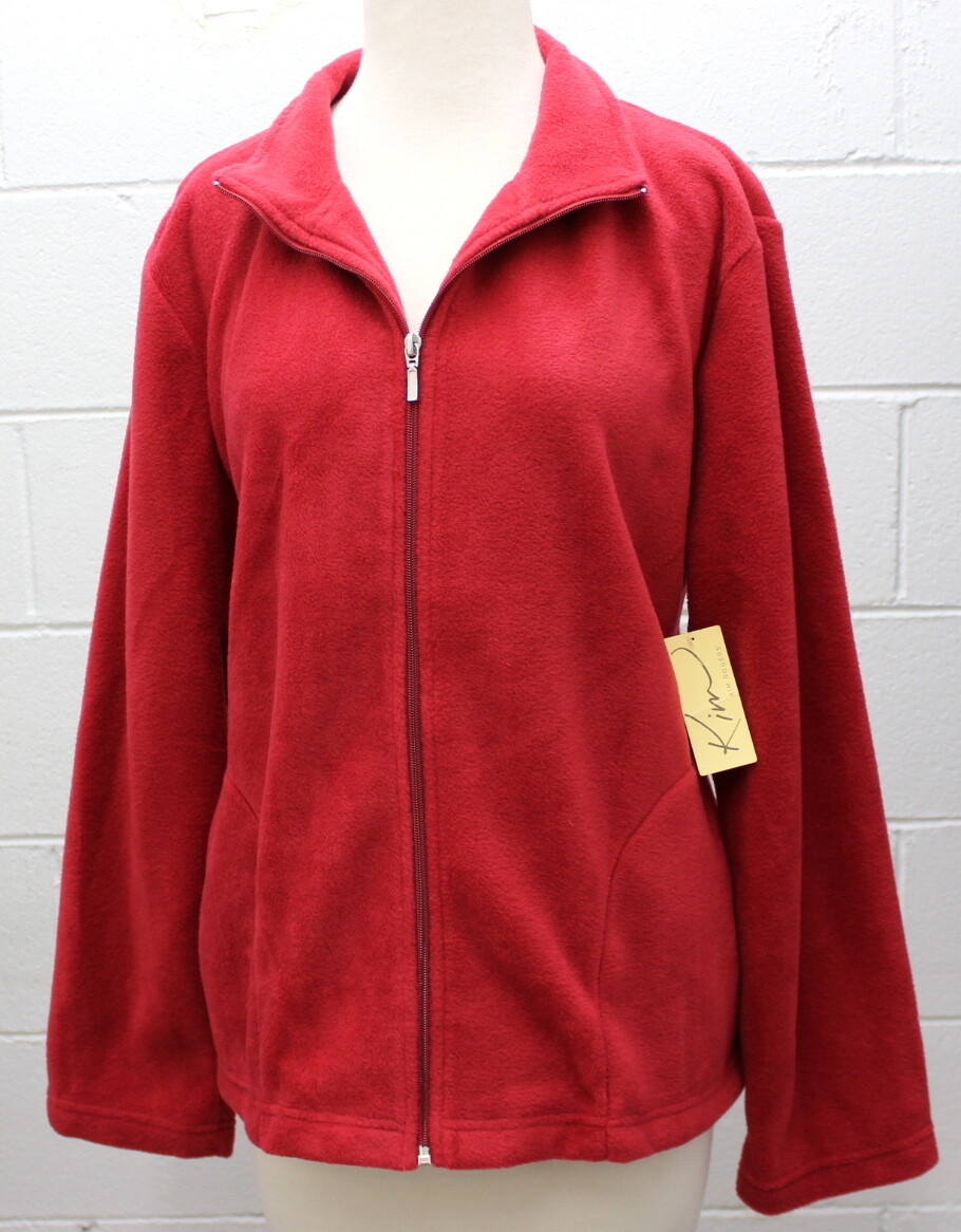 Fleece Jacket Coat Full Zip Pockets 