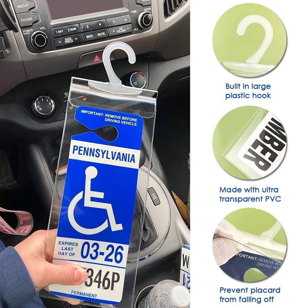1X 4X Handicap Placard Holder for Auto Disabled Parking Permit Sign