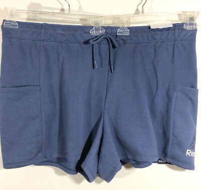 New Women's 3XL Reebok Blue Relaxed Stretch Shorts With Side Pockets