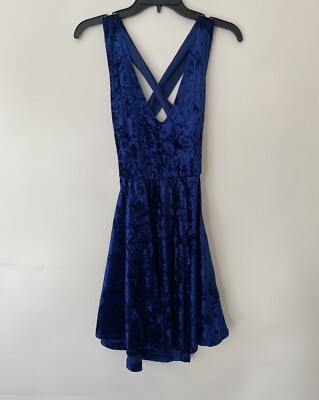 Lulus Solo Album Skater Dress Womens S Babydoll Fairycore Y2K Blue Crush Velvet