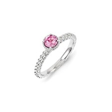 Sterling Silver Stackable Expressions Created Pink Sapphire Ring