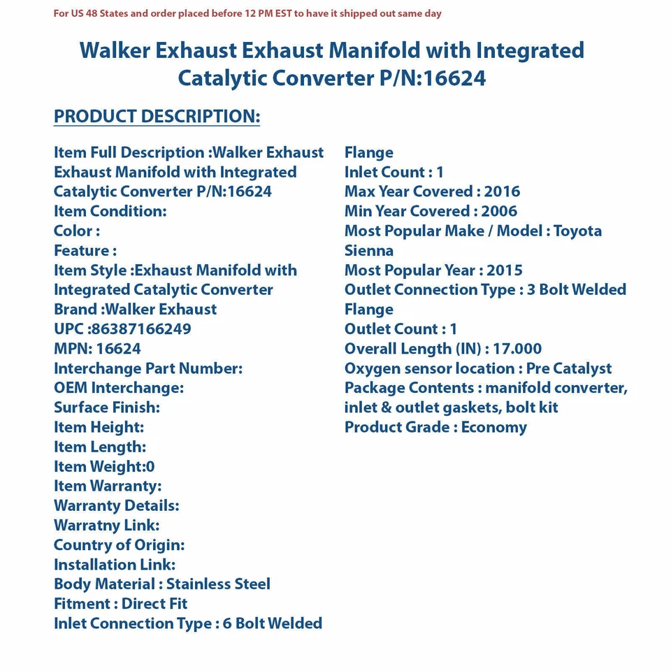 Colector de escape Walker con convertidor catalítico integrado 16624 Foto 4 de 4