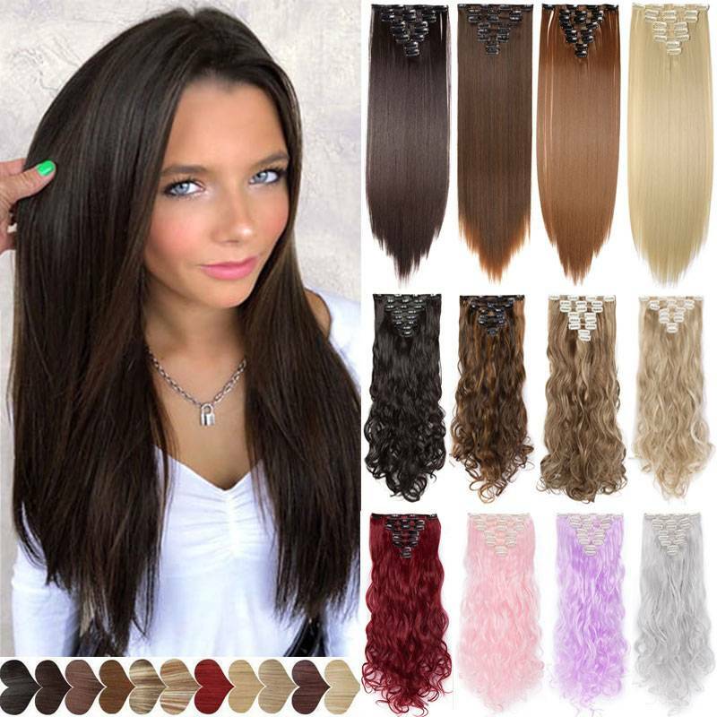 100% Natural Hair Extensions Thick Hair Pieces Clip in Straight