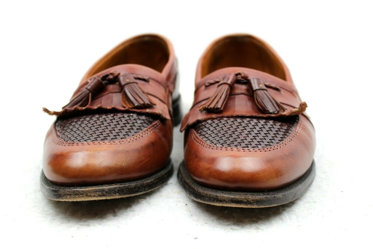 Men\'s ALLEN EDMONDS CODY Kiltie Tassel Loafers 11 D Brown Woven Leather Shoes Allen Edmonds Cody Black Moc Toe W/ Kiltie Tassel Loafer  main image 3