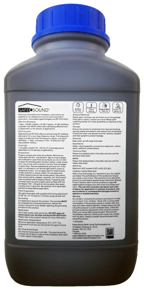 Safe and Sound RF-ECO 5G экранирующая краска - 1 галлон США. от Safe Living Technologies - Изображение 2 из 4