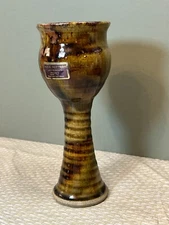 Studio, Art Pottery, Handmade, Goblet, Wine Glass, Drip Glaze, APEX POTTERY