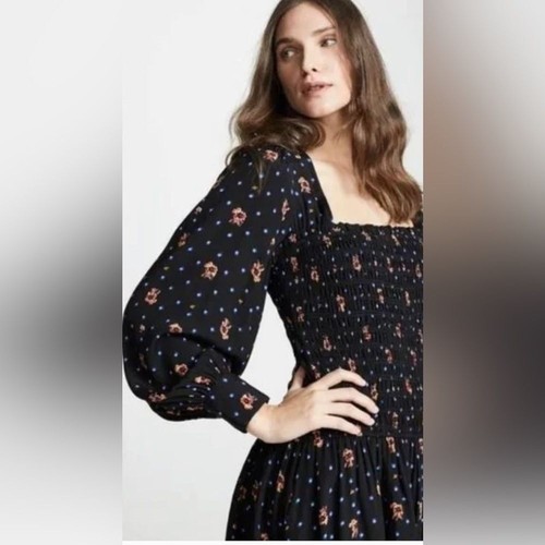 Abito casual piccolo FREE PEOPLE nero due facce fumè floreale combo nuovo con etichetta - Foto 4 di 8