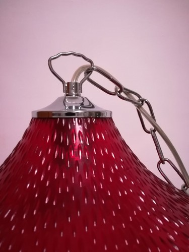 Lampadario vetro colorato a sospensione con catena metallo stile moderno - Foto 2 di 6