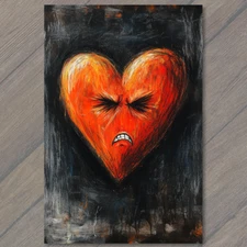 Art Print  Angry Red Heart Expressing Intense Emotion Love Vibrant Rage Fun 5/8