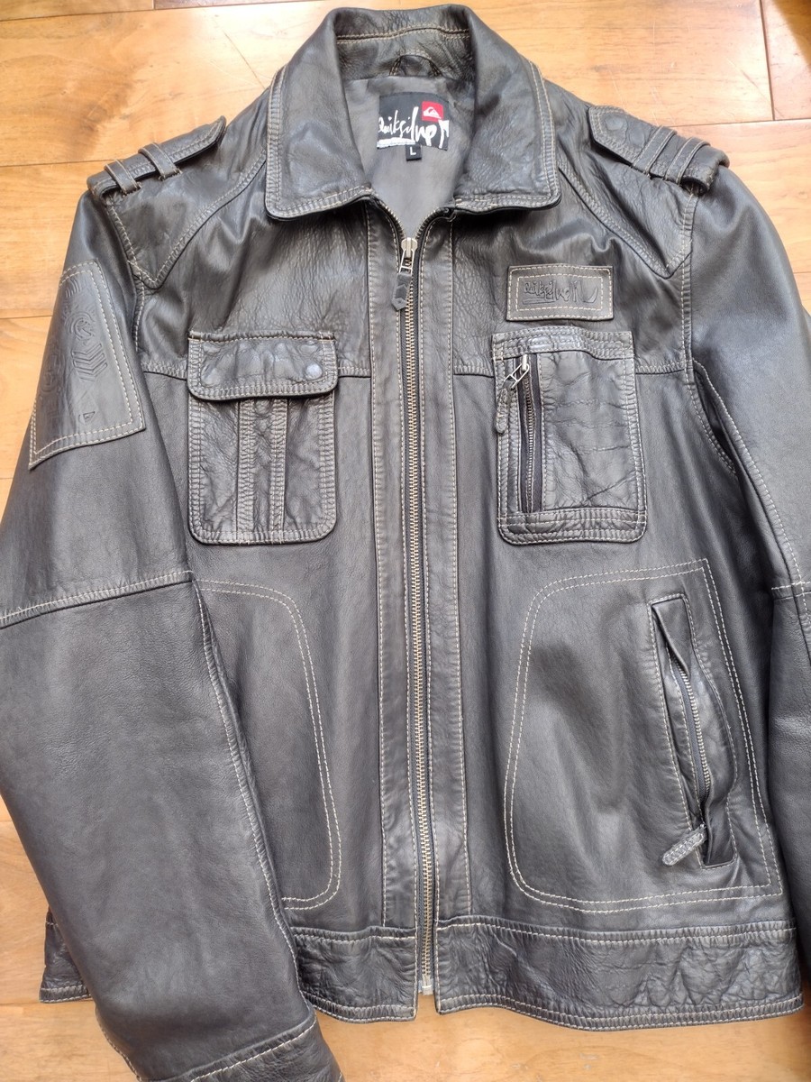 Quicksilver Leather Jacket-L | eBay Quicksilver Leather Jacket-L | eBay