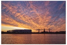 TEES TRANSPORTER BRIDGE, MIDDLESBROUGH, UK - 30" x 20" CANVAS - SUNSET CITYSCAPE