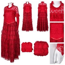 2024 Beetlejuice 2: Lydia Deetz Cosplay Deluxe Red Long Bride Wedding Dress