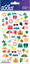 Sticko MINI BEACH TRAVEL ICONS Stickers Palm Tree Sandcastle Flip Flops Bikini