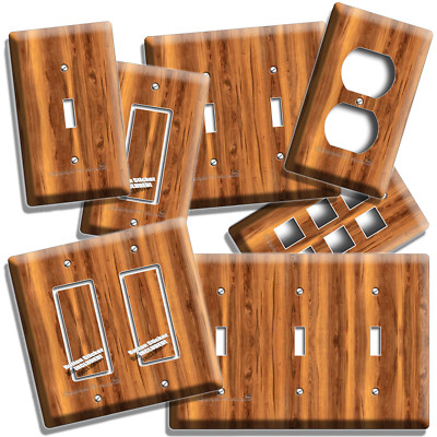 WALNUT WOOD GRAIN STYLE LIGHT SWITCH OUTLET WALL PLATE HOME OFFICE HD ROOM DECOR
