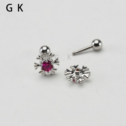 2PCs Surgical Stainless Steel Fashion Red Flower Round Stud Ear Earrings - Picture 6 of 6