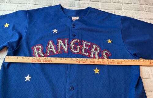 Texas Rangers Majestic Baseball Jersey 2XL Blue MLB USA Made VTG - Picture 3 of 8