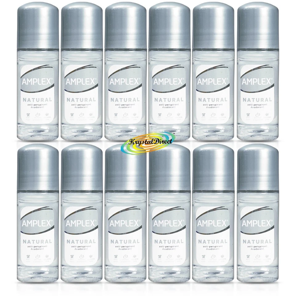 12x Amplex Natural 24H Protection Anti Perspirant Deodorant Roll On 50ml
