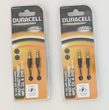 2X Duracell Stereo Audio Cable DU7105 Use Any Device with 3.5mm male 10ft Black