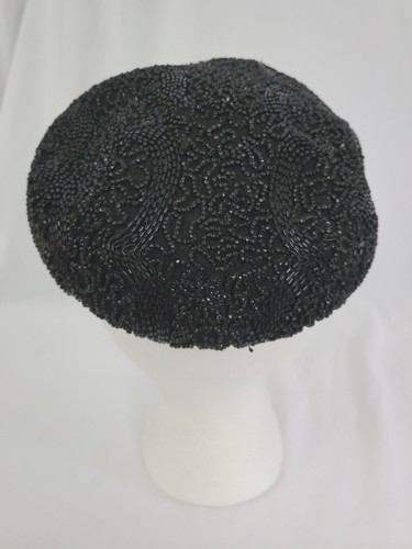 Vintage Black Beaded Calot/Beret Hat by Gage Handcraft - Picture 6 of 17