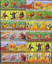 Endangered animals Complete Set of 36 GUINEA CTO stamps #752 - 757, C137 - C142