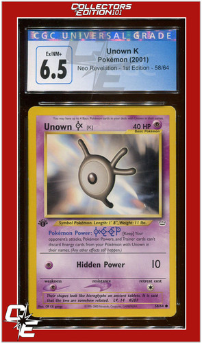 Unown [K] (1st Edition) graded CGC 6.5 for sale on eBay