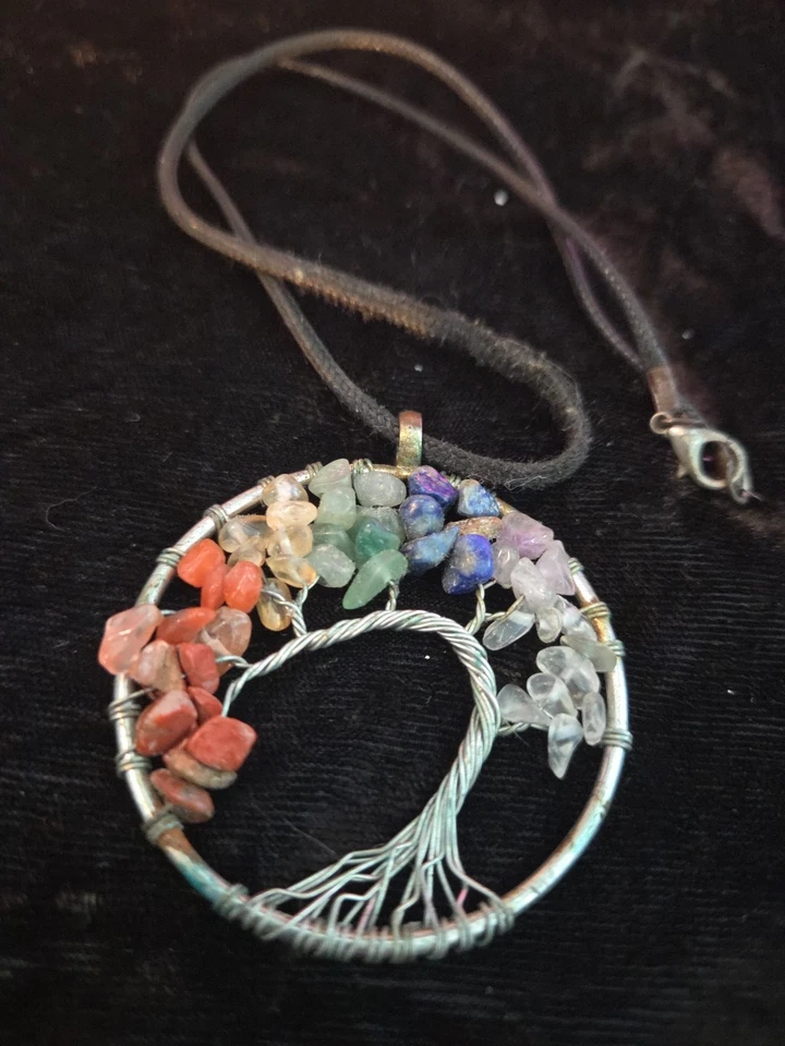 Collar Colgante Árbol de la Vida 7 Chakras Piedras Preciosas Naturales Cristal Piedra Curación Foto 2 de 4