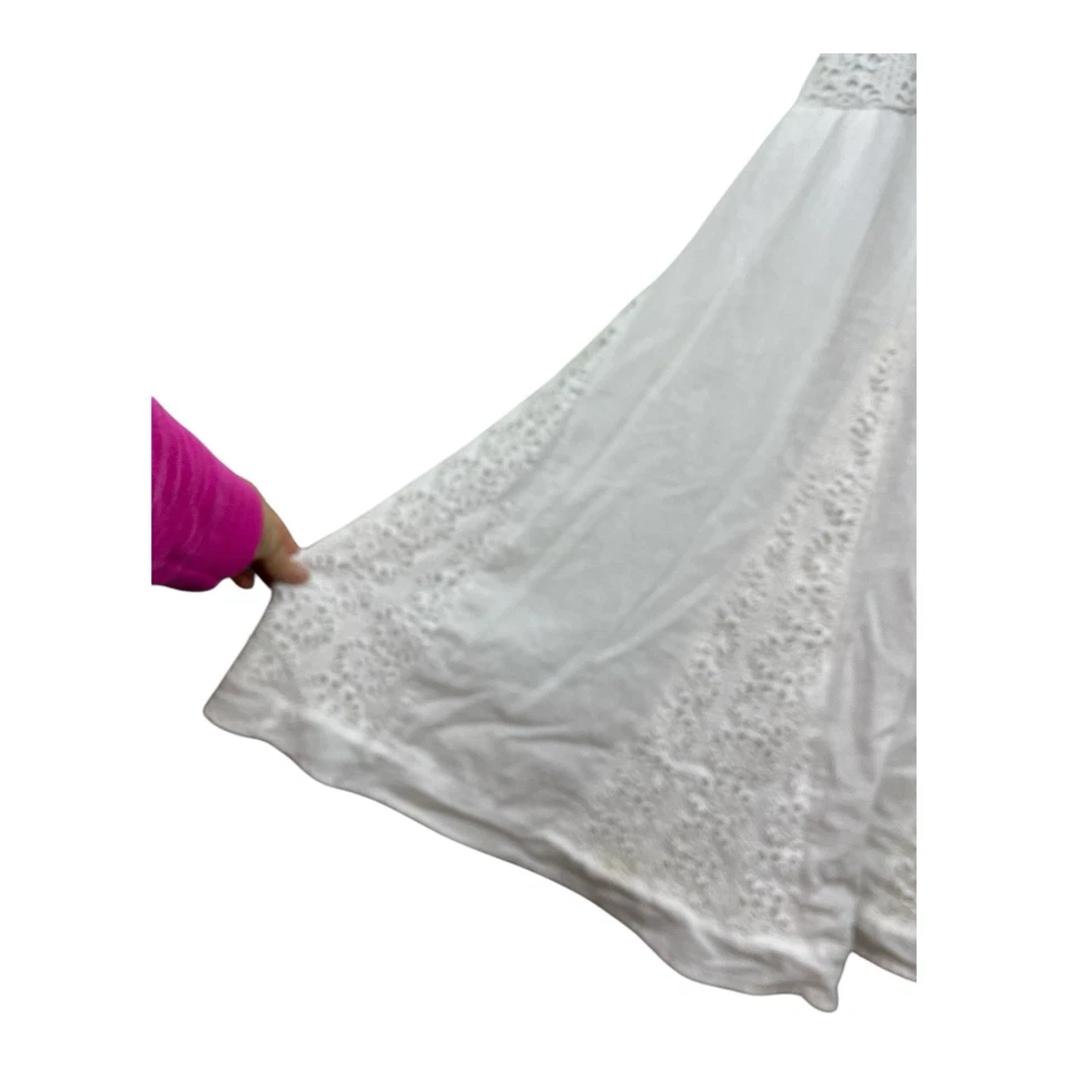 Womens Crochet Lace Maxi Dress Size S Boho Hippie Cottagecore Fairy Beachy Lined - Image 3 of 4