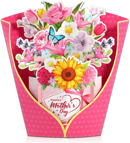 3D Pop Up Karte Muttertag, 3D Muttertagskarte Mit Blumen Blumenstrauß FüR Beste-image