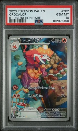 PSA 10 GEM MINT Crocalor Paldea Evolved Illustration Rare 2023 Pokemon 202/193