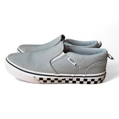 Vans Shoes Youth 5 Slip On Checker Sidewall Gray