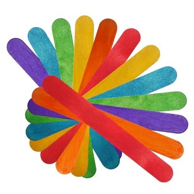 6  50 Pcs Colored Jumbo Wooden Craft Sticks Wooden Popsicle Colored Craft