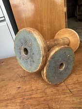 Vtg Antique large Wood Wooden Spool Bobbin LOT Industrial Textile 10 1/4 In X 2