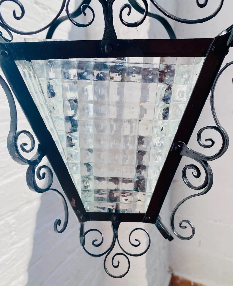 Antiga lanterna preta para varanda ferro forjado renascimento espanhol gótico medieval - Imagem 4 de 4