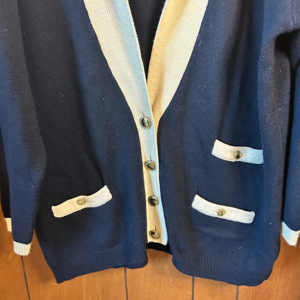 De colección Elisabeth Liz Claiborne Inc. Cárdigan suéter de mezcla de lana estilo náutico Foto 4 de 4