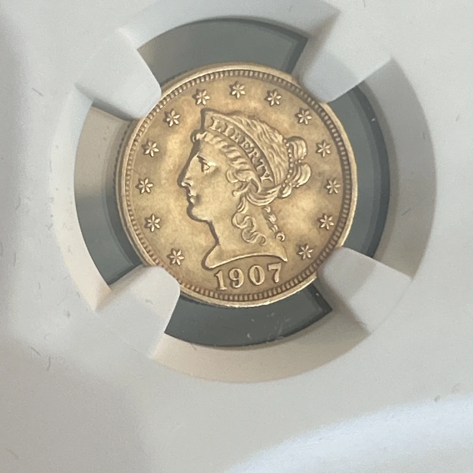 SASA 1907 年黄金 25 美分鹰自由女神 $2.5 NGC Ms64 — 第 3/4 张图片