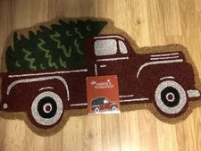 Christmas Welcome Door Mat 18x30 Coir Truck Santa Winter Wonder Lane