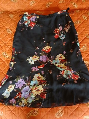 Damen Rock Monsoon M schwarz floral asymmetrisch
