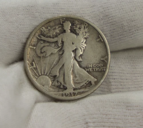 1917 S US Walking Liberty Half 50c VG+ (Cleaned).