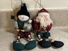 Lot Of 2 Vintage Christmas Shelf Sitters or Ornaments Fabric Snowman Santa 1999 — photo 6