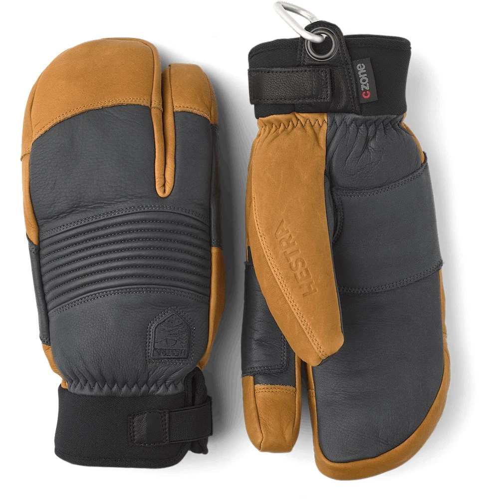 HESTRA Freeride CZone 3-Finger Gloves - Gray/Cork - 10.0